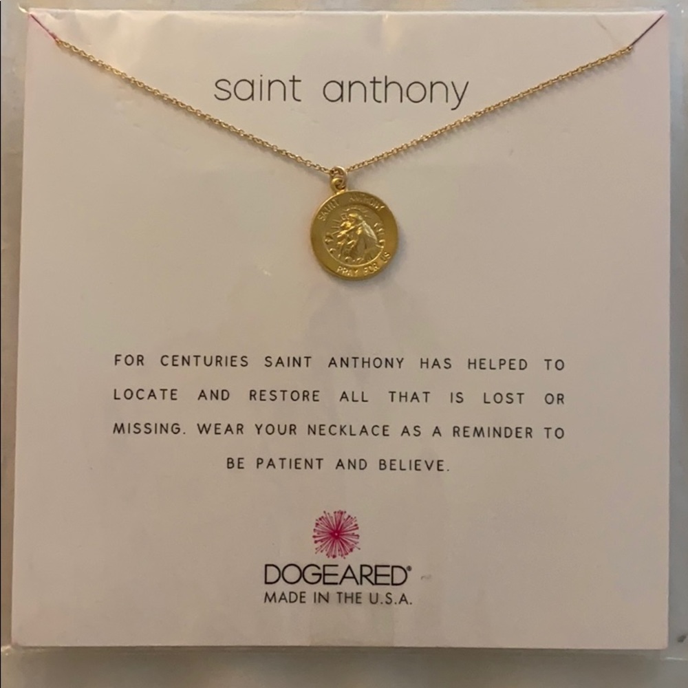 DOGEARED Saint Anthony Gold 16 in necklace NWT